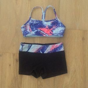 Girls’ ivivva by Lululemon bra top and shorts